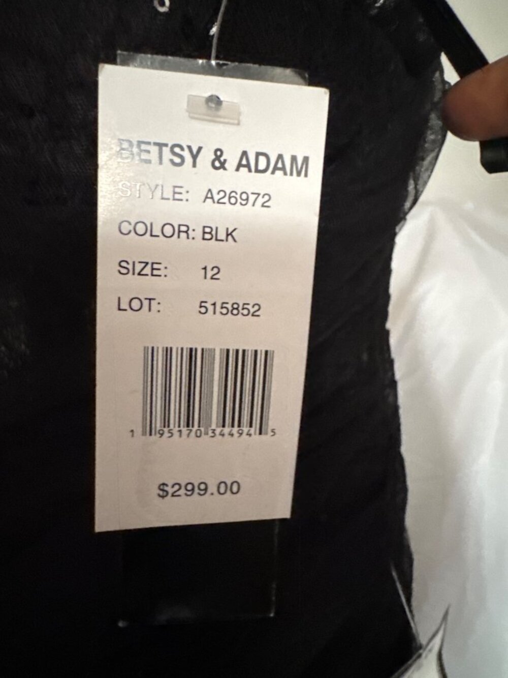 NWT Betsy & Adam Sequined Lace Corset Gown Black Size 12 - Picture 9 of 11